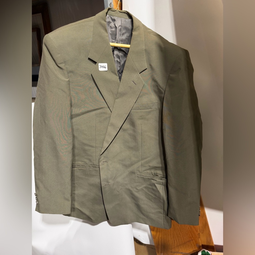 #3456-Haband Men's Olive Green Suit Jacket Interior
